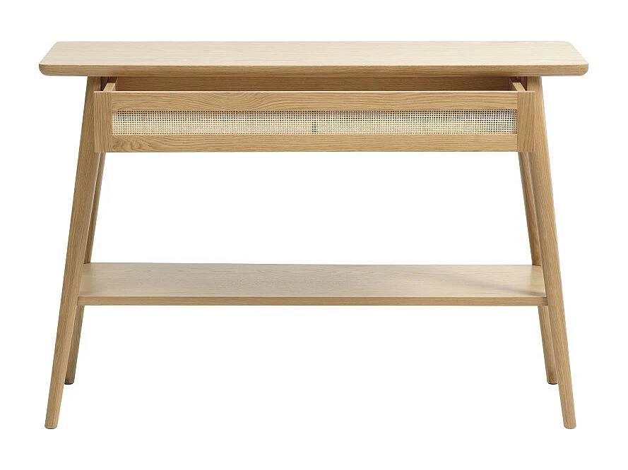 Kiyo - Console 1 tiroir en bois et cannage L110cm - Bois clair