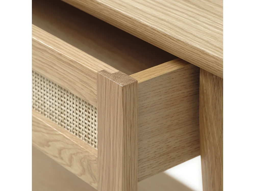 Kiyo - Console 1 tiroir en bois et cannage L110cm - Bois clair