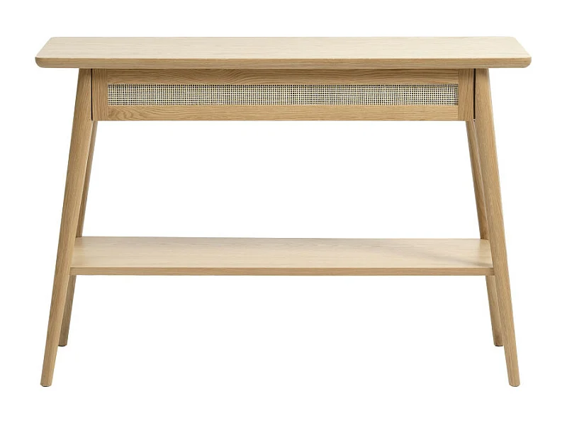Kiyo - Console 1 tiroir en bois et cannage L110cm - Bois clair