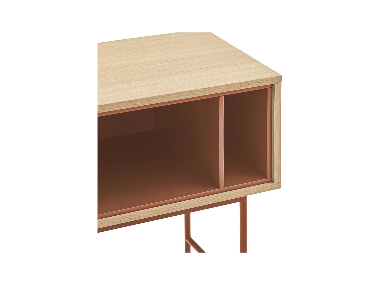 Yoko - Console 2 tiroirs en bois L120cm - Rouge brique