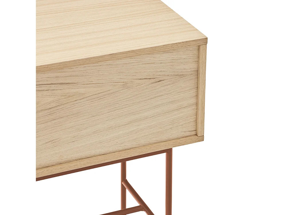 Yoko - Console 2 tiroirs en bois L120cm - Rouge brique