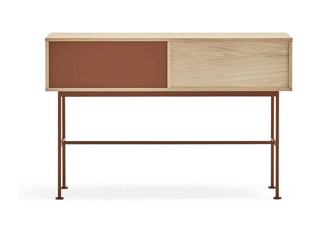 Yoko - Console 2 tiroirs en bois L120cm - Rouge brique