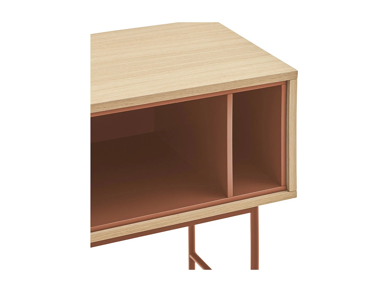Yoko - Console 2 tiroirs en bois L120cm - Rouge brique