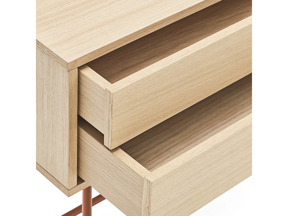 Yoko - Console 2 tiroirs en bois L120cm - Rouge brique