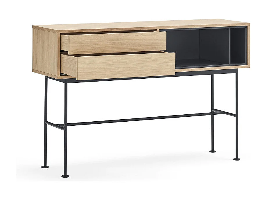 Yoko - Console 2 tiroirs en bois L120cm : Couleur - Gris anthracite