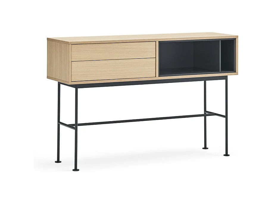 Yoko - Console 2 tiroirs en bois L120cm : Couleur - Gris anthracite