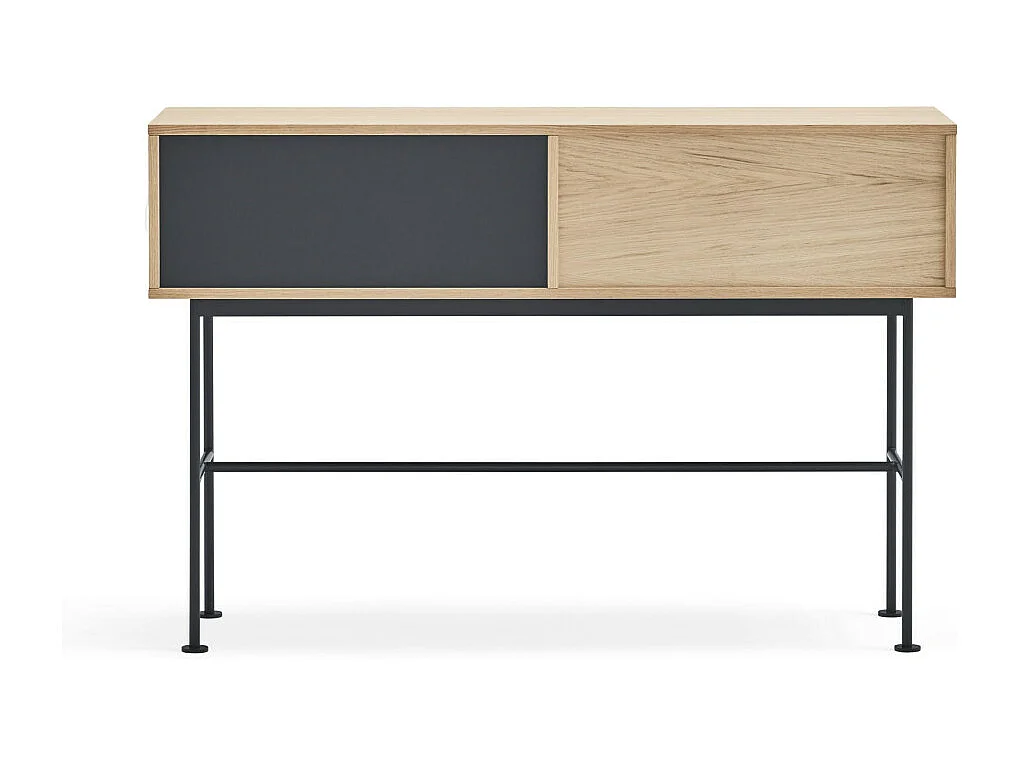 Yoko - Console 2 tiroirs en bois L120cm : Couleur - Gris anthracite