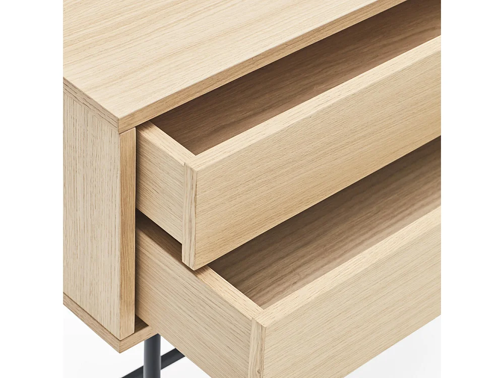 Yoko - Console 2 tiroirs en bois L120cm : Couleur - Gris anthracite