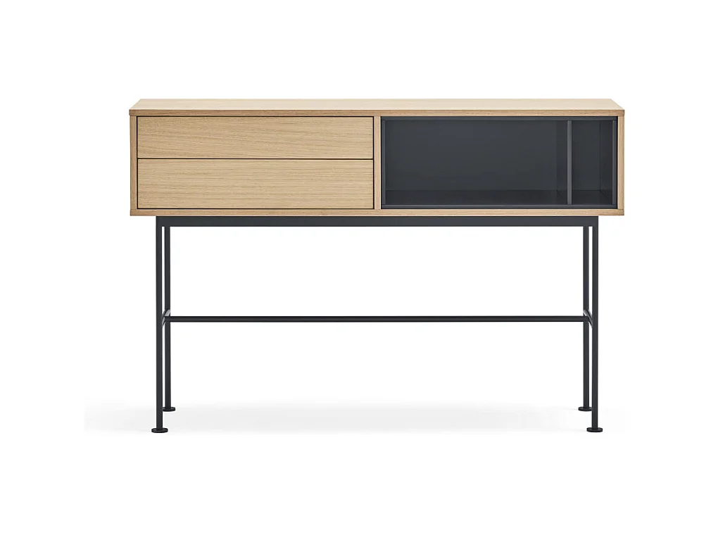Yoko - Console 2 tiroirs en bois L120cm : Couleur - Gris anthracite
