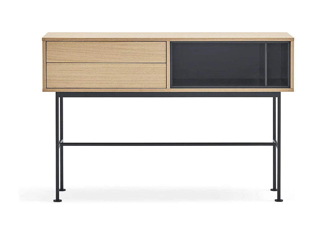 Yoko - Console 2 tiroirs en bois L120cm : Couleur - Gris anthracite
