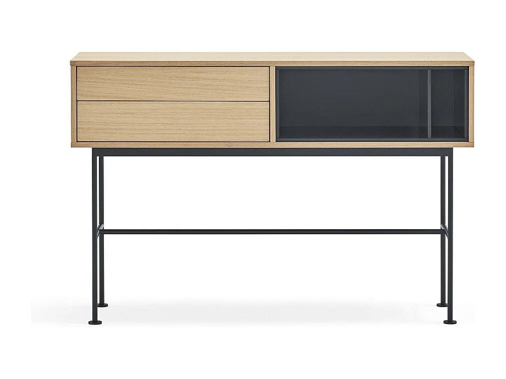 Yoko - Console 2 tiroirs en bois L120cm : Couleur - Gris anthracite