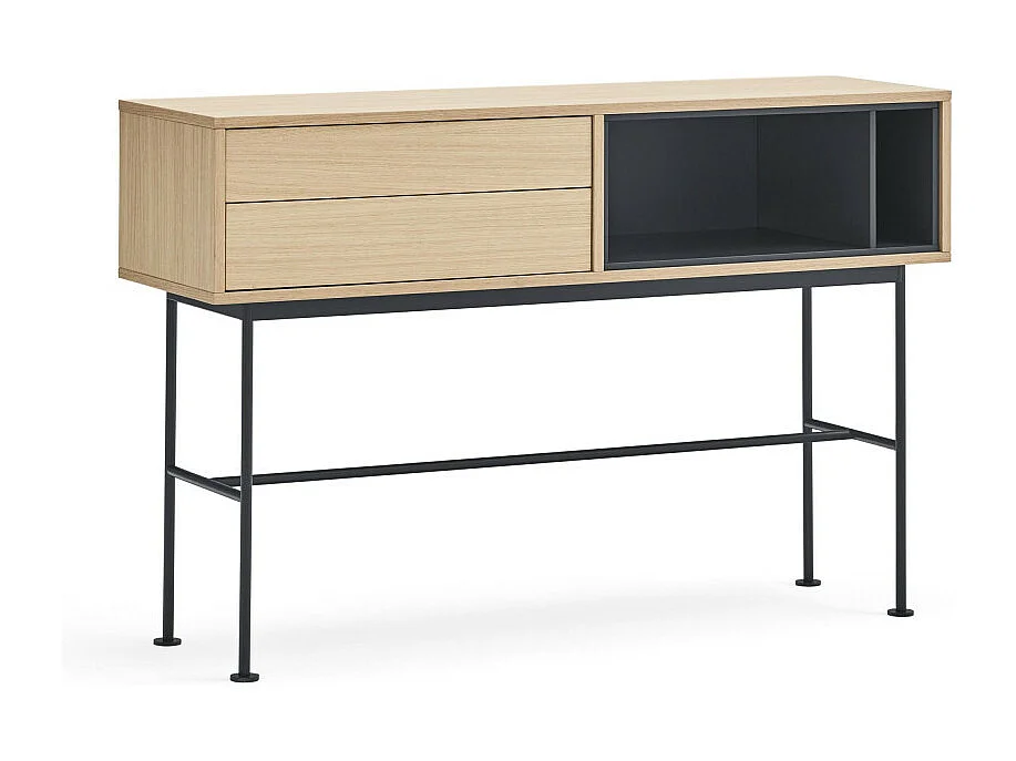 Yoko - Console 2 tiroirs en bois L120cm : Couleur - Gris anthracite