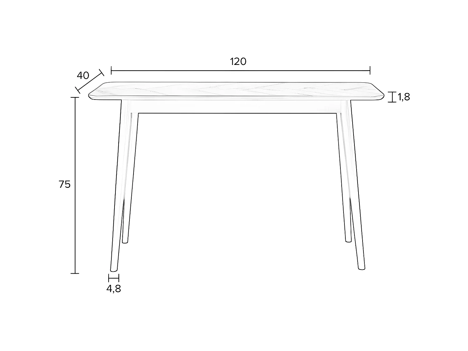 Fabio - Console en bois 120x40cm - Noir