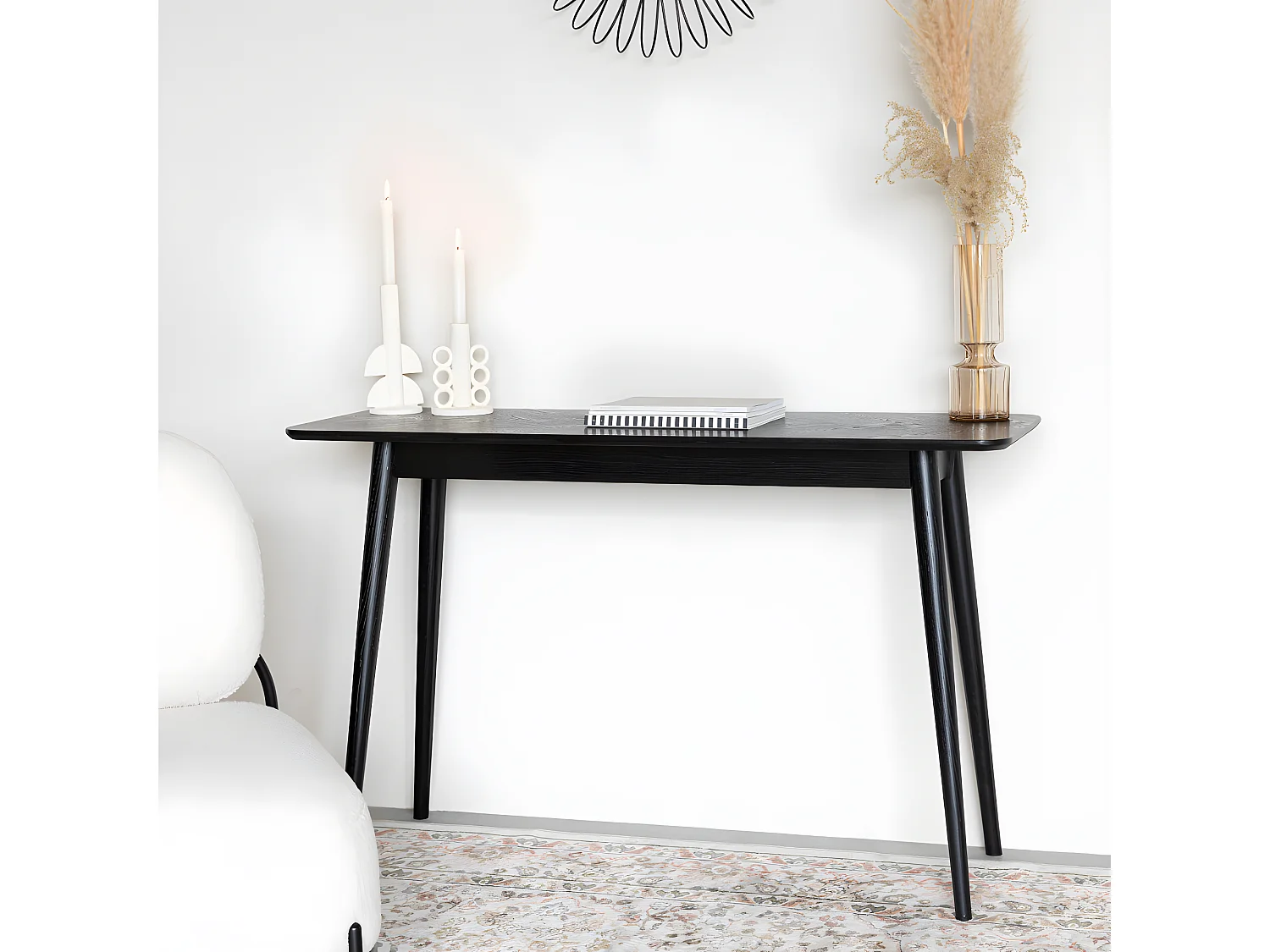 Fabio - Console en bois 120x40cm - Noir
