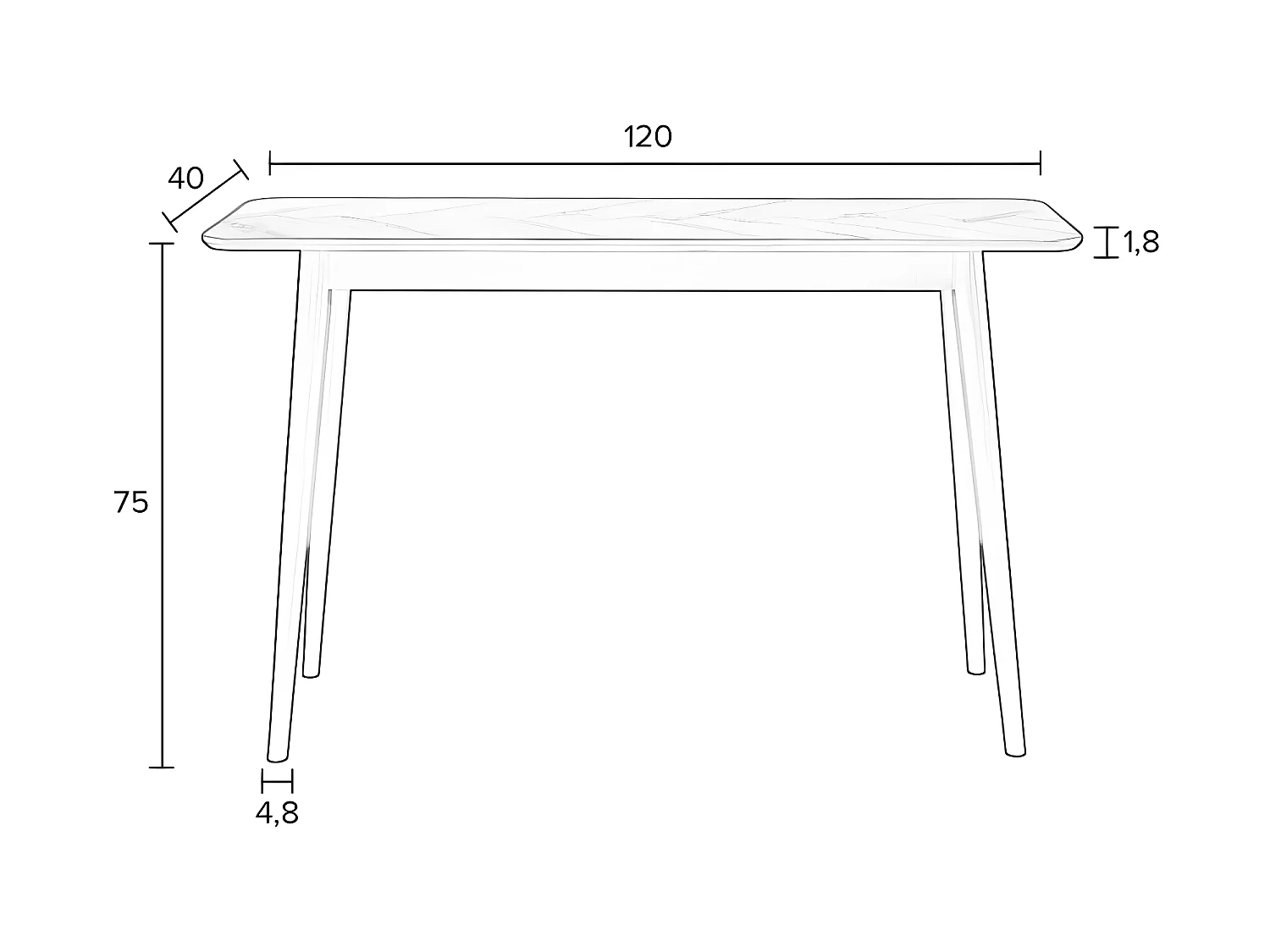 Fabio - Console en bois 120x40cm - Noir
