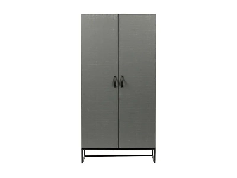 Morris - Armoire 2 portes en pin massif - Gris