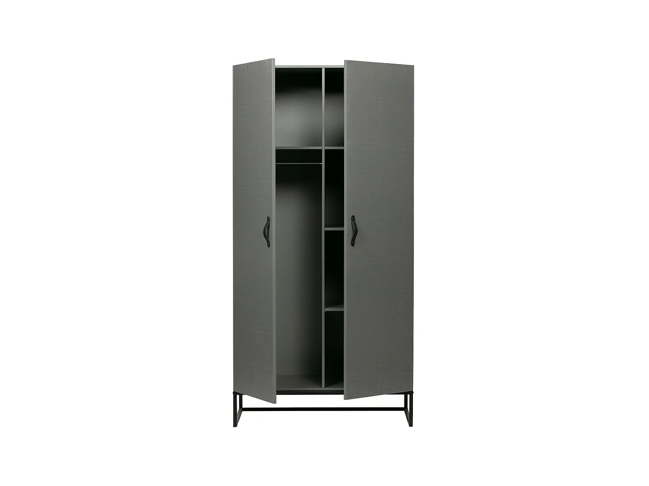 Morris - Armoire 2 portes en pin massif - Gris