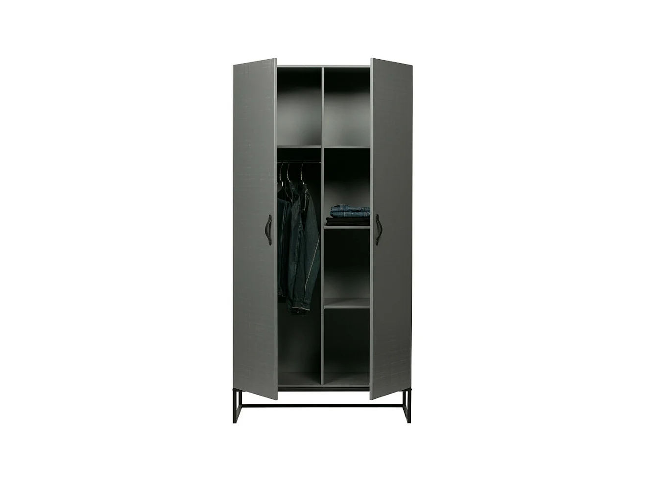 Morris - Armoire 2 portes en pin massif - Gris