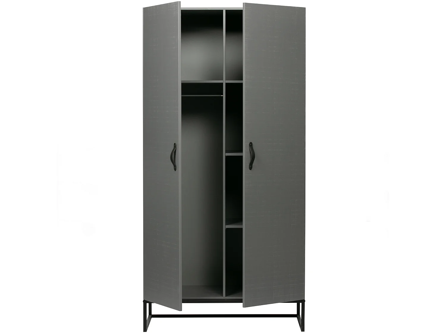 Morris - Armoire 2 portes en pin massif - Gris