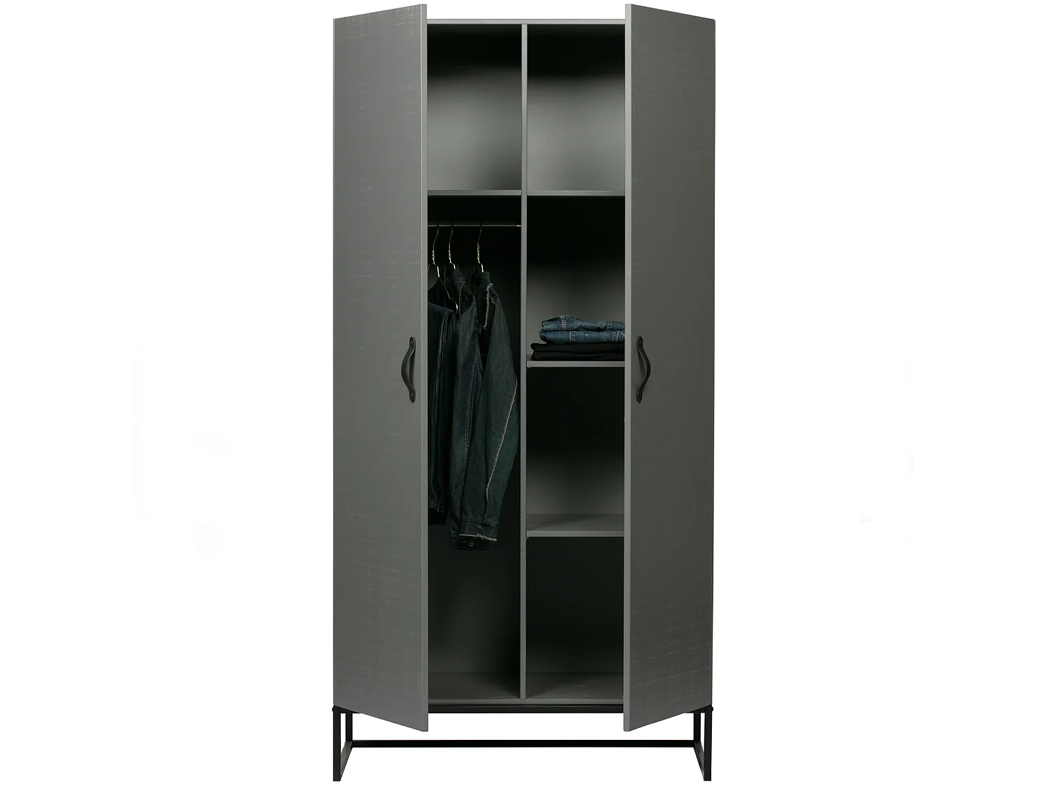 Morris - Armoire 2 portes en pin massif - Gris