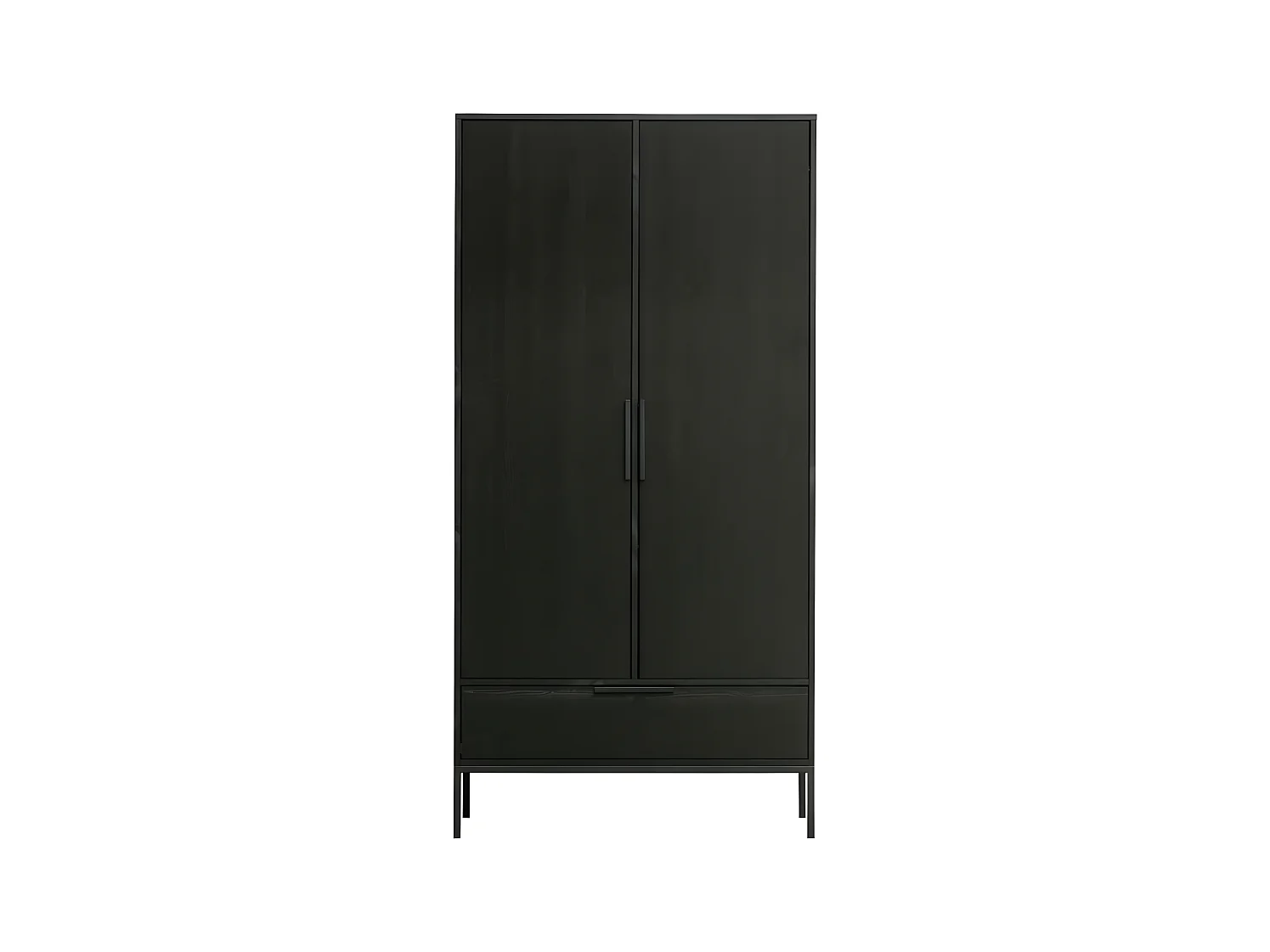 Adam - Armoire 2 portes 1 tiroir en bois - Noir