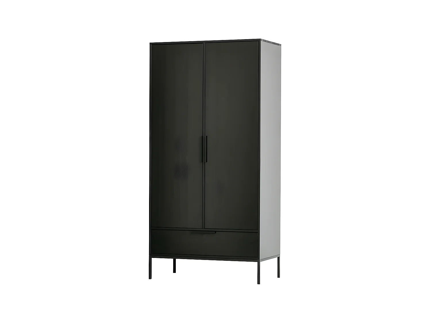 Adam - Armoire 2 portes 1 tiroir en bois - Noir