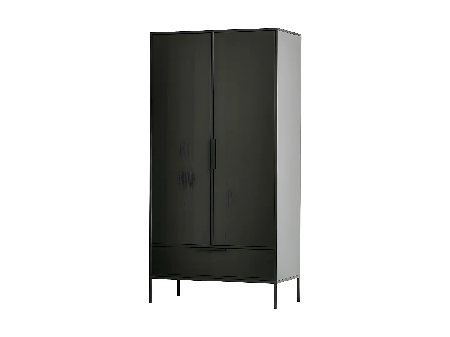 Adam - Armoire 2 portes 1 tiroir en bois - Noir
