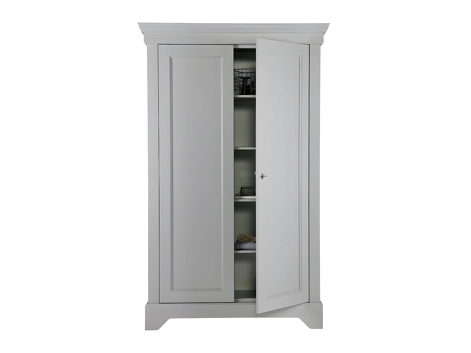 Isabel - Armoire classique pin massif - Gris béton