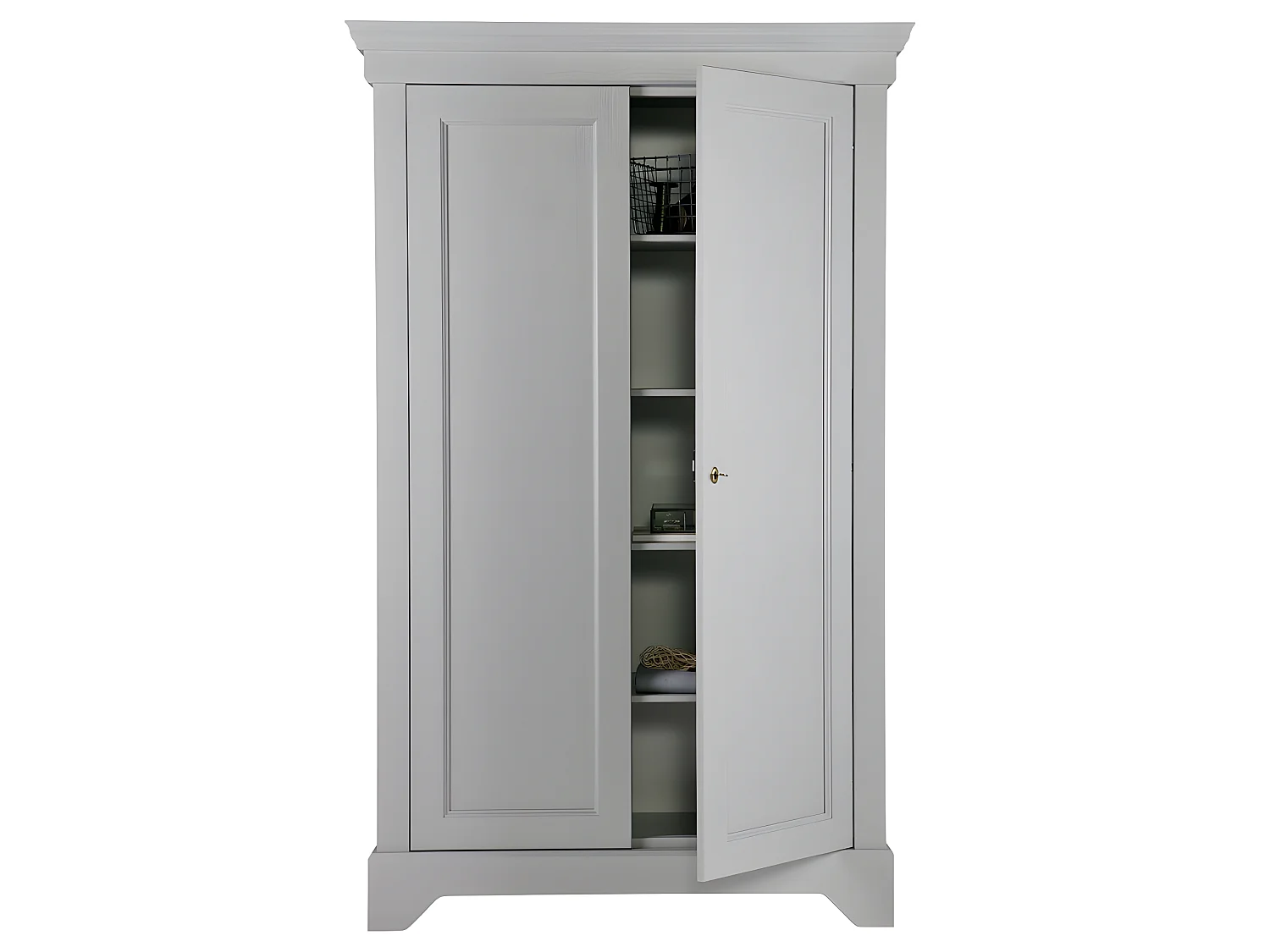 Isabel - Armoire classique pin massif - Gris béton