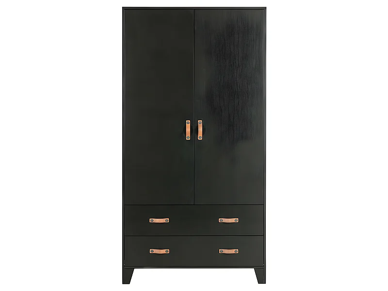 Dian - Armoire vestiaire pour enfant 2 portes 2 tiroirs - Noir