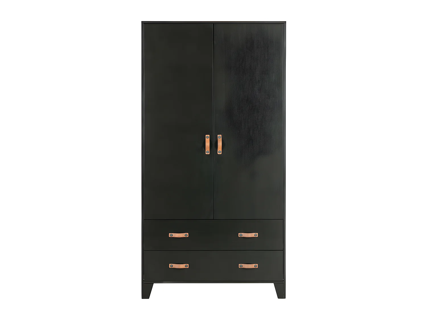 Dian - Armoire vestiaire pour enfant 2 portes 2 tiroirs - Noir