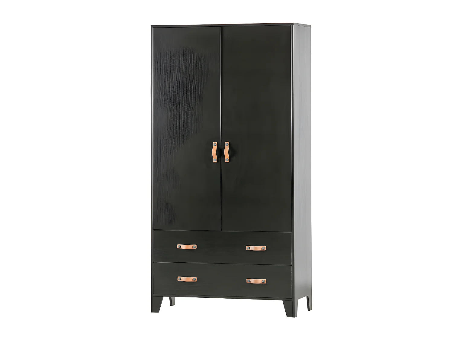 Dian - Armoire vestiaire pour enfant 2 portes 2 tiroirs - Noir