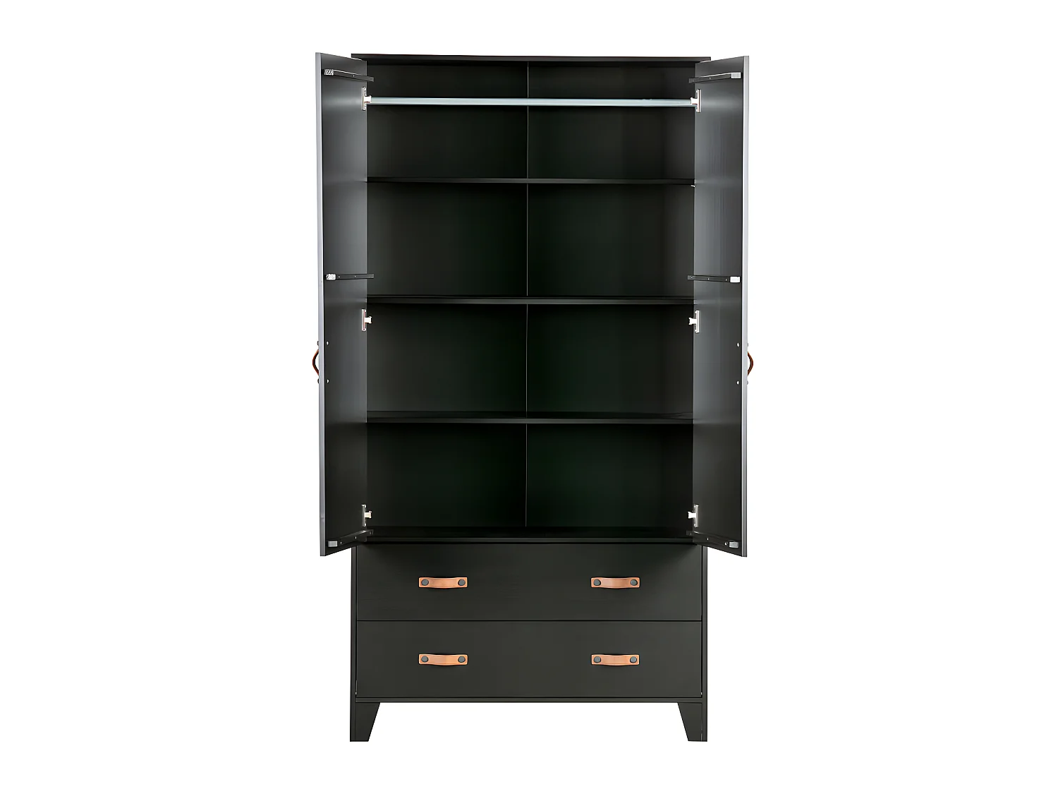 Dian - Armoire vestiaire pour enfant 2 portes 2 tiroirs - Noir