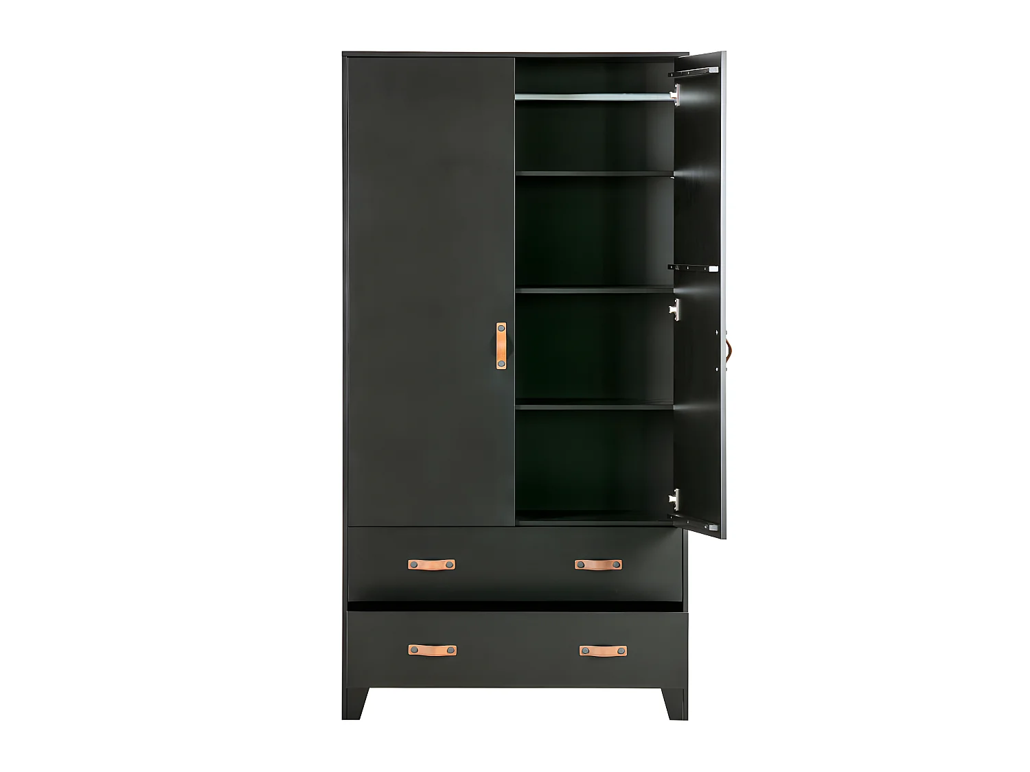 Dian - Armoire vestiaire pour enfant 2 portes 2 tiroirs - Noir