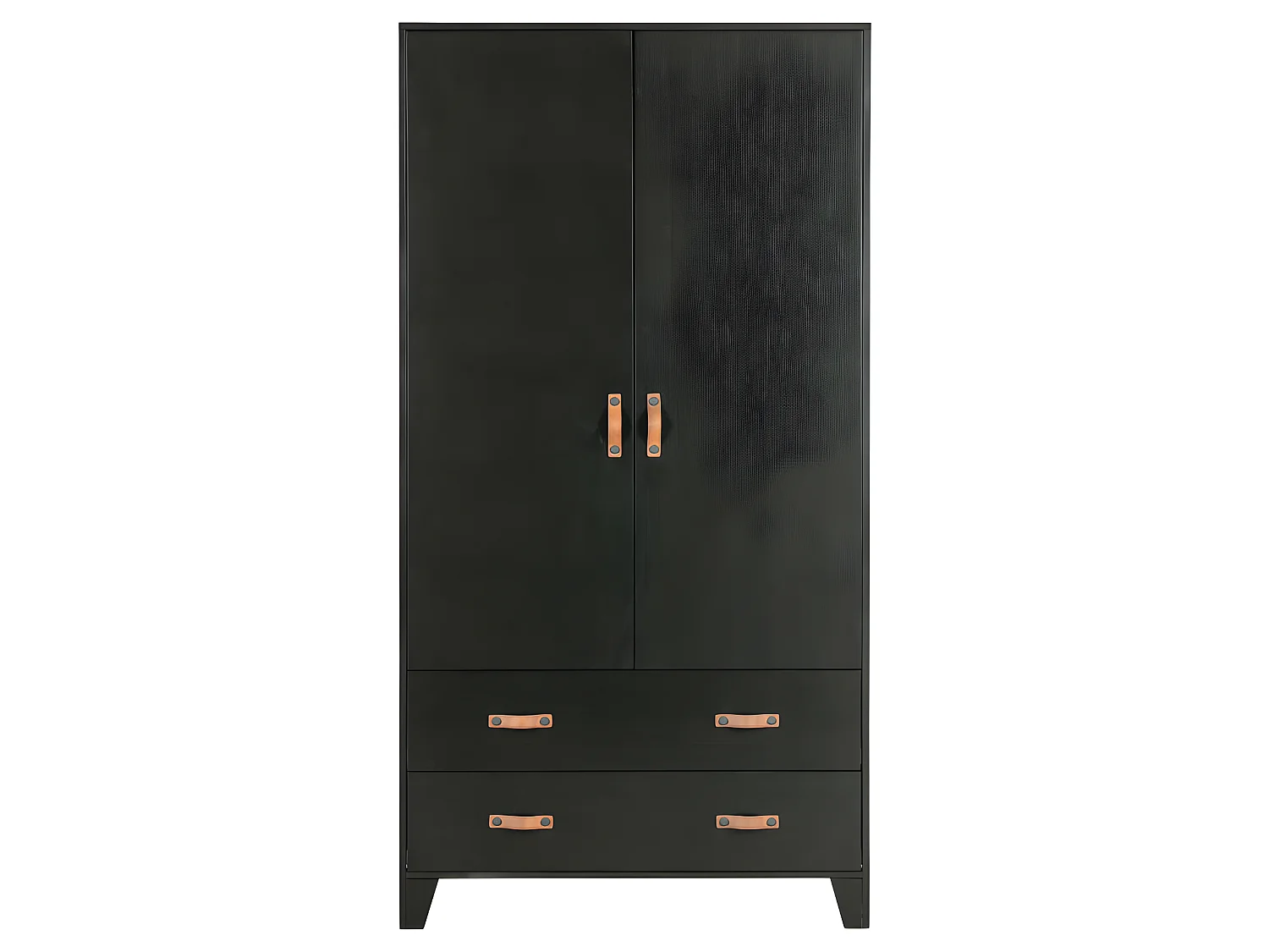 Dian - Armoire vestiaire pour enfant 2 portes 2 tiroirs - Noir