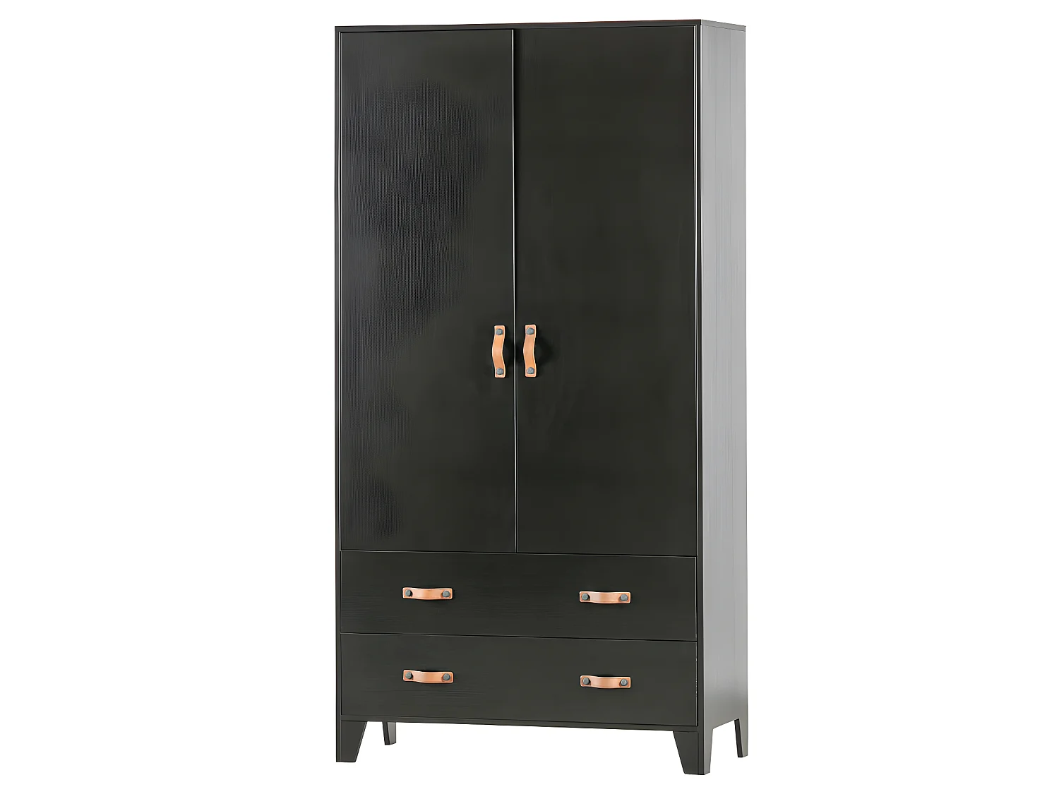 Dian - Armoire vestiaire pour enfant 2 portes 2 tiroirs - Noir