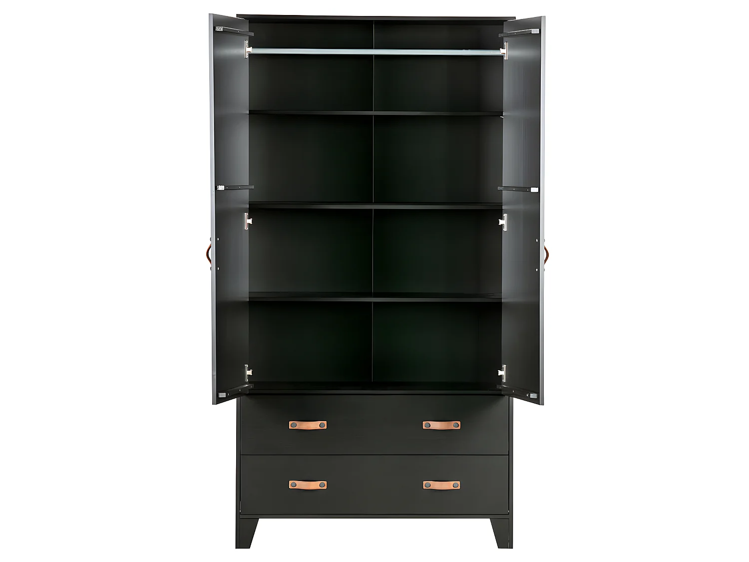 Dian - Armoire vestiaire pour enfant 2 portes 2 tiroirs - Noir