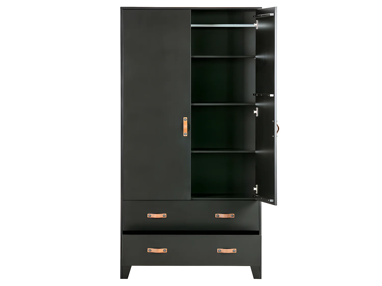 Dian - Armoire vestiaire pour enfant 2 portes 2 tiroirs - Noir