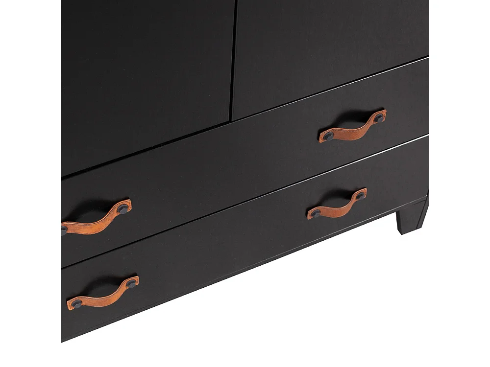 Dian - Armoire vestiaire pour enfant 2 portes 2 tiroirs - Noir