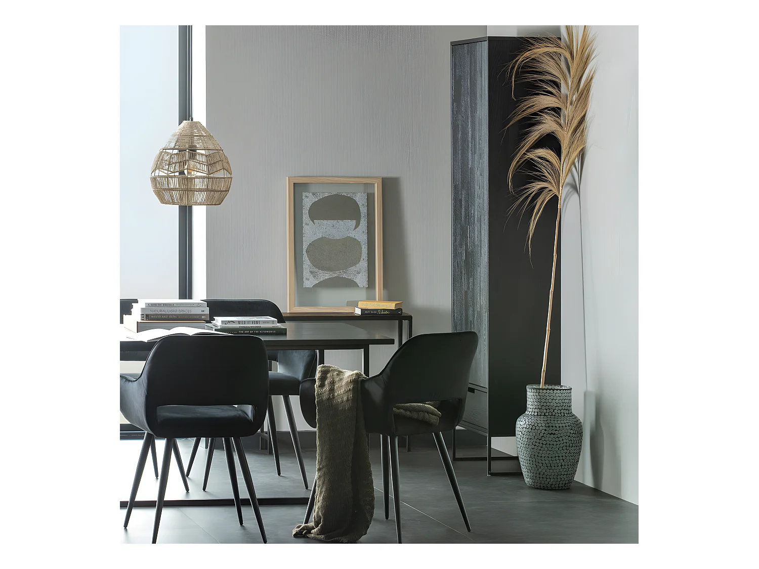 Silas - Armoire en frêne brossé - Noir