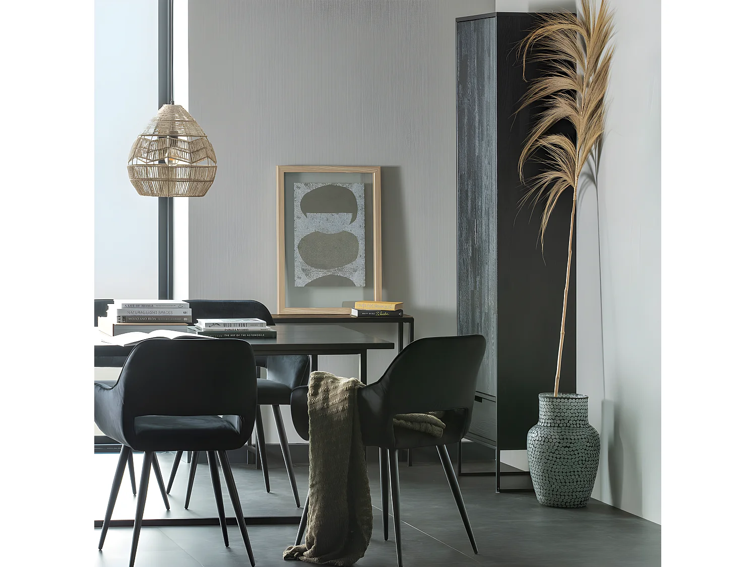 Silas - Armoire en frêne brossé - Noir