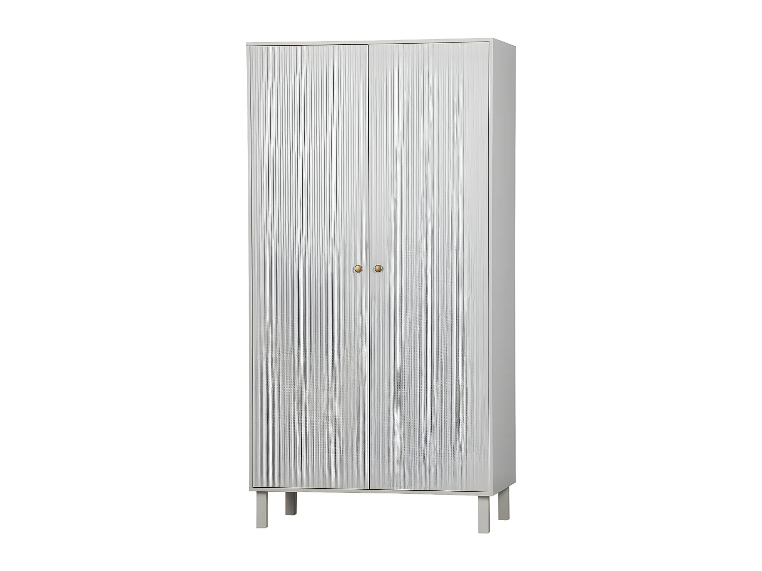 Madu - Armoire 2 portes 1 tiroir en bois H195cm - Gris clair