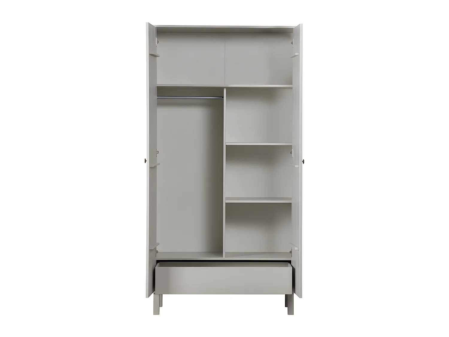 Madu - Armoire 2 portes 1 tiroir en bois H195cm - Gris clair