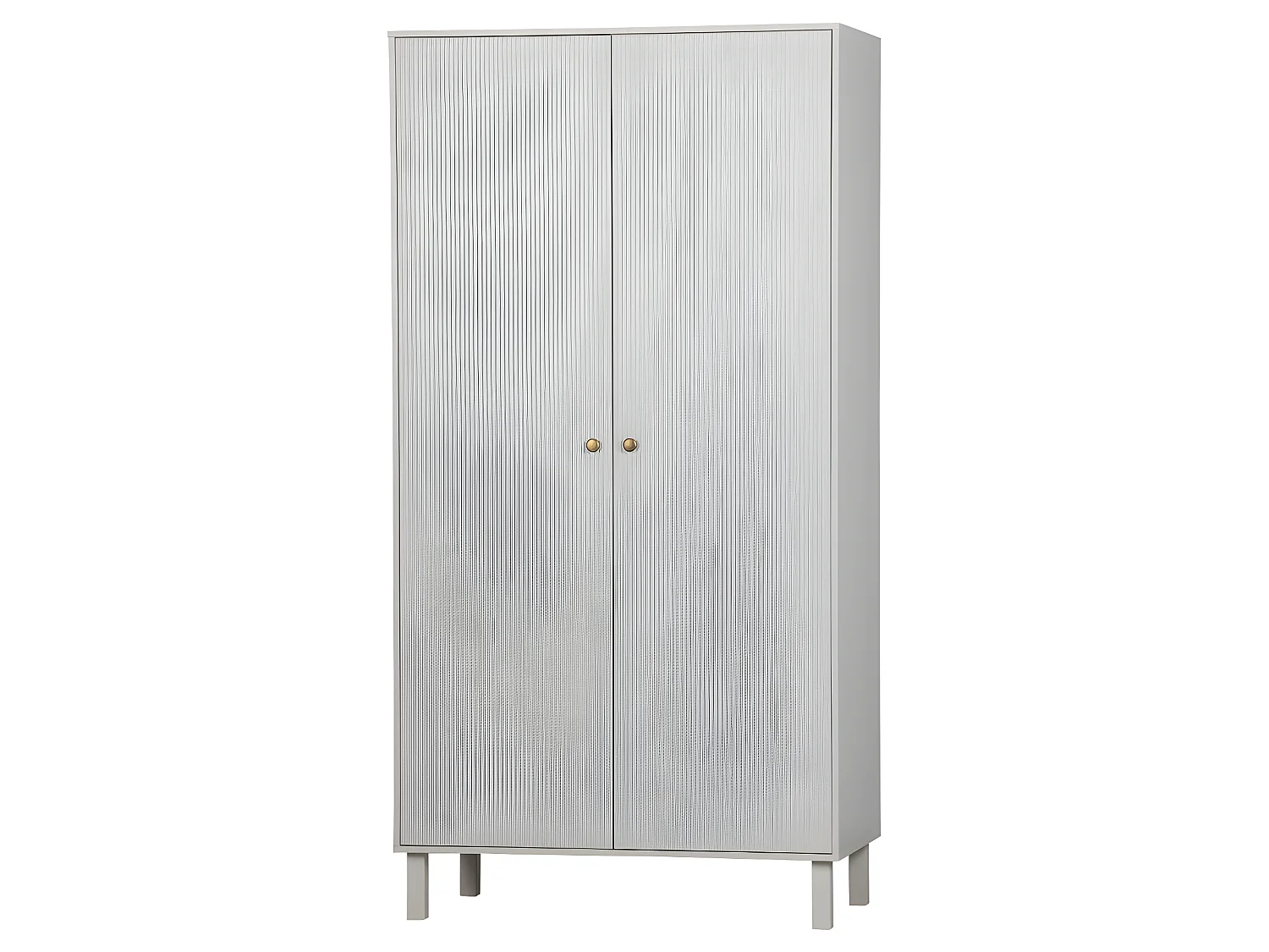 Madu - Armoire 2 portes 1 tiroir en bois H195cm - Gris clair