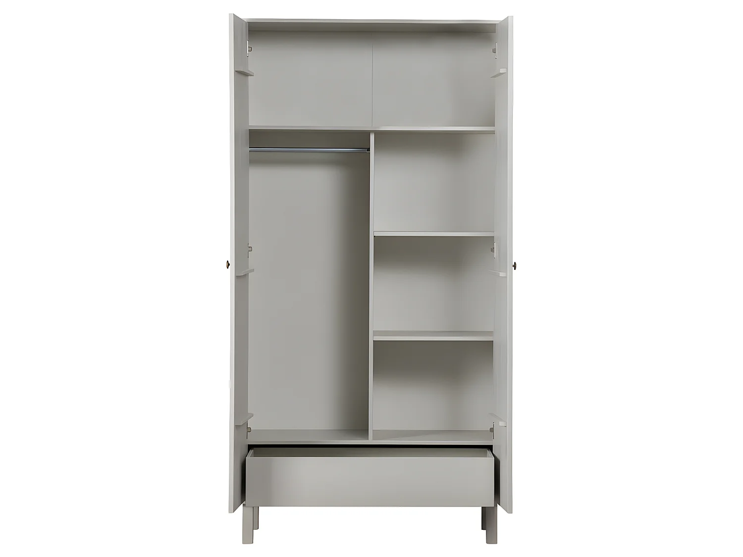 Madu - Armoire 2 portes 1 tiroir en bois H195cm - Gris clair