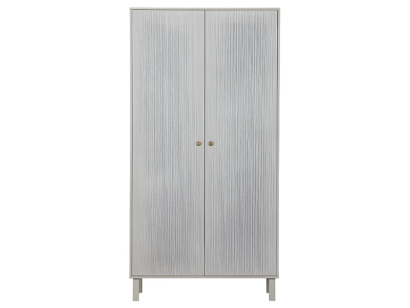 Madu - Armoire 2 portes 1 tiroir en bois H195cm - Gris clair