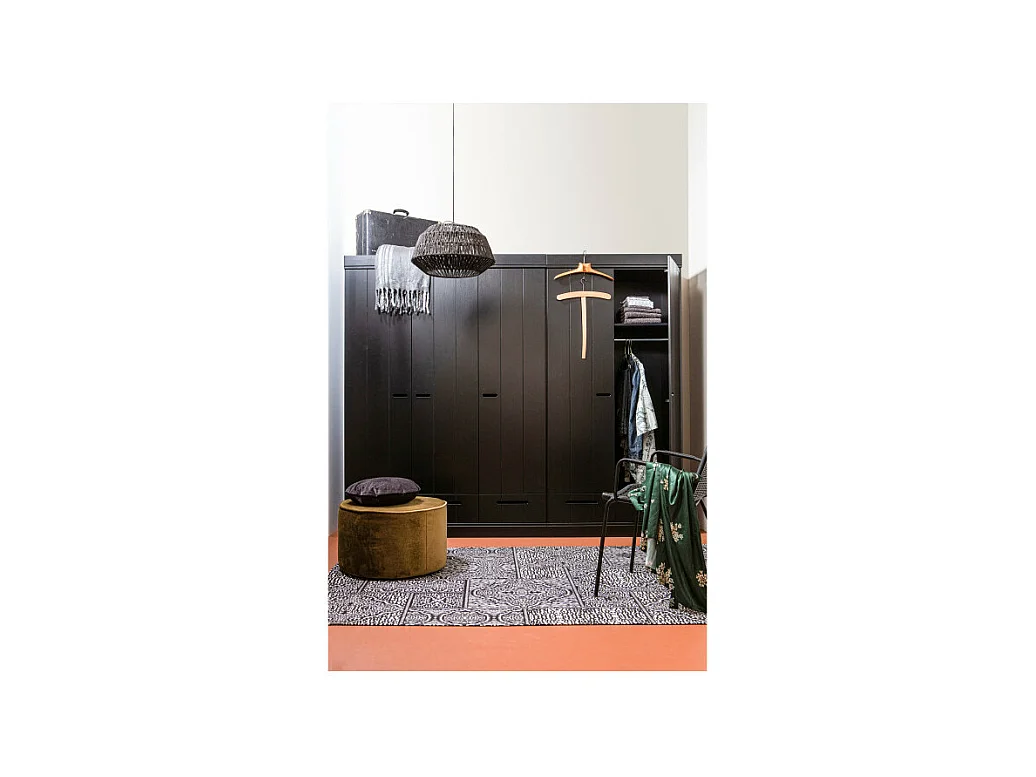 Connect - Armoire en pin 2 portes 2 tiroirs - Noir