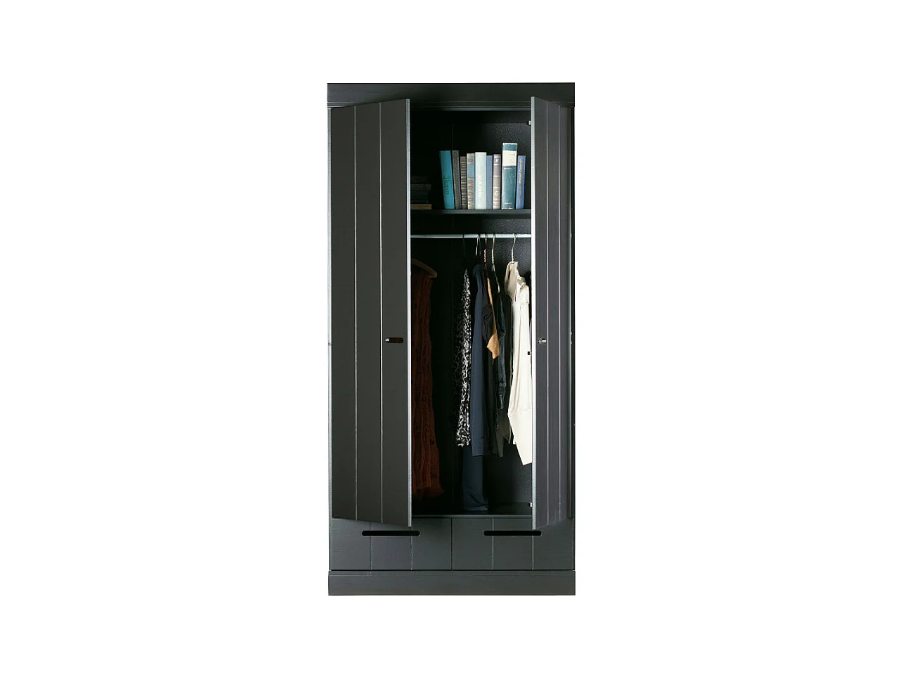 Connect - Armoire en pin 2 portes 2 tiroirs - Noir