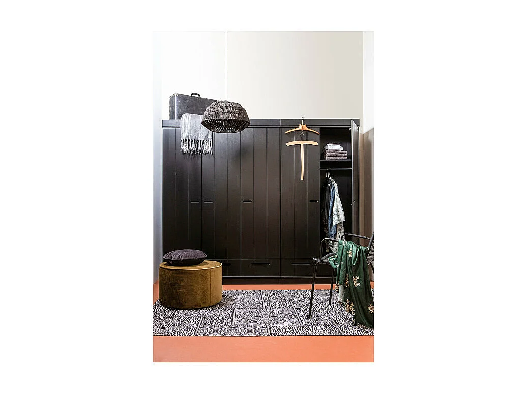 Connect - Armoire en pin 2 portes 2 tiroirs - Noir