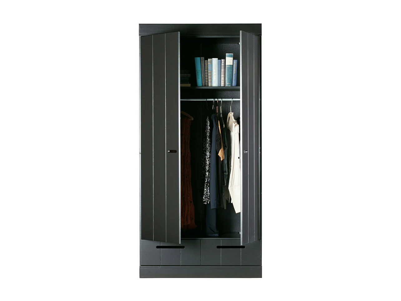 Connect - Armoire en pin 2 portes 2 tiroirs - Noir
